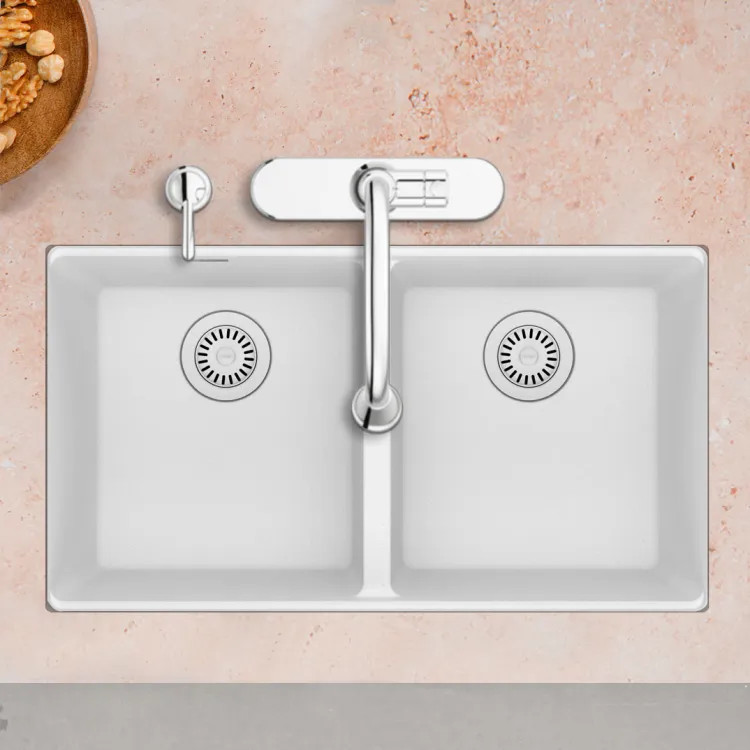 Franke Maris 33" x 19" Undermount Double-Bowl Kitchen Sink, Granite, Polar White - MAG1201515-PWT (125.0686.992)