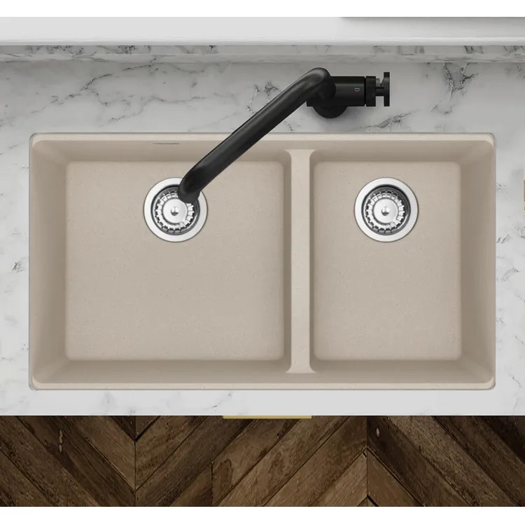 Franke Maris 33" x 19" Undermount Double-Bowl Kitchen Sink w/ Basket Strainer, 60/40 Split, Granite, Champagne - MAG1601812LD-CHA-S (125.0687.141)