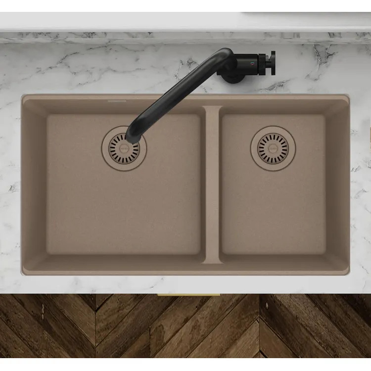 Franke Maris 33" x 19" Undermount Double-Bowl Kitchen Sink, Low-Divide, 60/40 Split, Granite, Oyster - MAG1601812LD-OYS (125.0687.005)