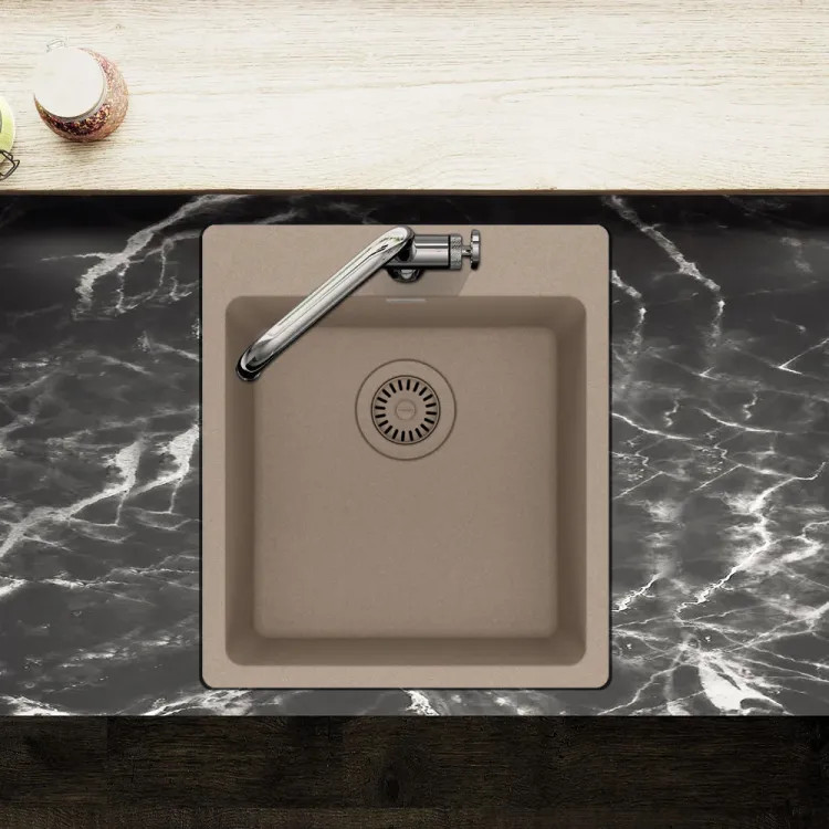 Franke Maris 17-5/16" x 19-11/16" Dual-Mount Single-Bowl Bar/Prep Sink, 3 Holes, Granite, Oyster - MAG61015-OYS (114.0687.061)