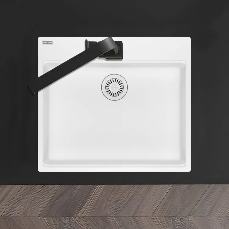 Franke Maris 25" x 22" Drop-in Single-Bowl Kitchen Sink, 5 Holes, Granite, Polar White - MAG61023-PWT (114.0687.048)