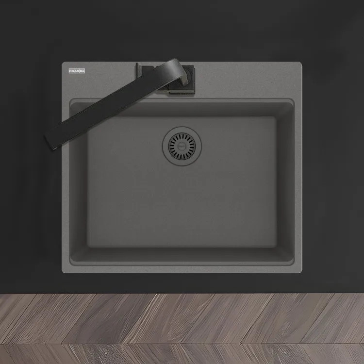 Franke Maris 25" x 22" Drop-in Single-Bowl Kitchen Sink, 5 Holes, Granite, Shadow Grey - MAG61023-SHG (114.0687.049)