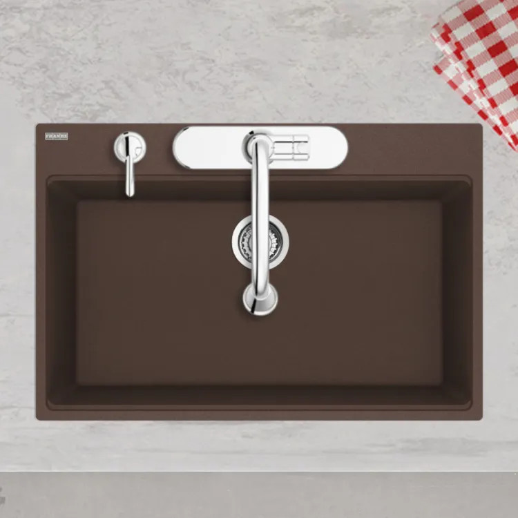 Franke Maris 33" x 22" Drop-in Single-Bowl Kitchen Sink w/ Basket Strainer, 5 Holes, Granite, Mocha - MAG61031-MOC-S (114.0687.115)