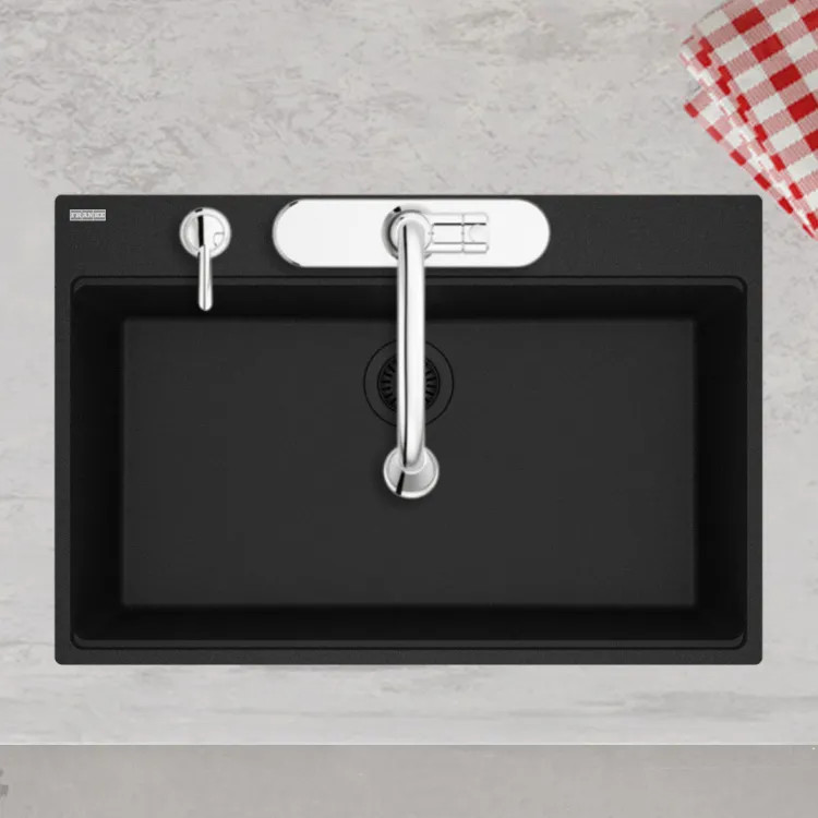 Franke Maris 33" x 22" Drop-in Single-Bowl Kitchen Sink, 5 Holes, Granite, Onyx - MAG61031-ONY (114.0686.984)