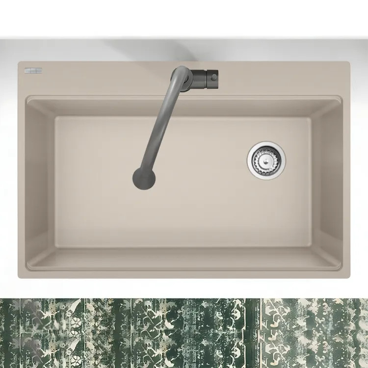 Franke Maris 33" x 22" Drop-in Single-Bowl Kitchen Sink w/ Basket Strainer, 6 Holes, Champagne - MAG61031OW-CHA-S (114.0637.924)