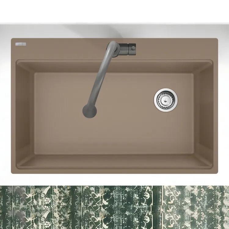 Franke Maris 33" x 22" Drop-in Single-Bowl Kitchen Sink w/ Basket Strainer, 6 Holes, Oyster - MAG61031OW-OYS-S (114.0637.923)