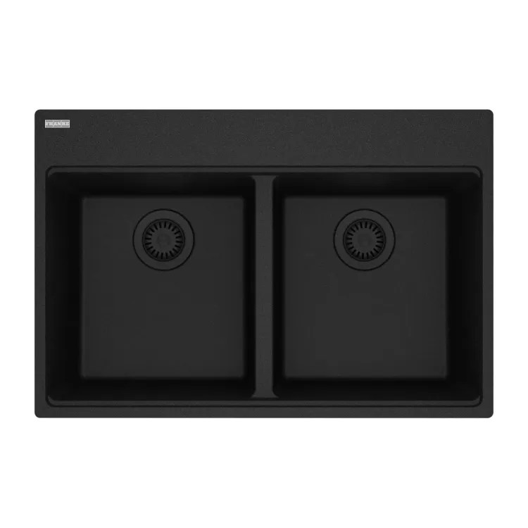 Franke Maris 31" x 21" Drop-in Double Bowl Kitchen Sink, 7 Holes, Granite, Onyx - MAG6201414-ONY (114.0687.074)