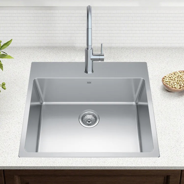Franke Brookmore 25" x 22" Drop-In Single-Bowl Stainless Steel Kitchen Sink, Single Hole, Stainless Steel - BSL2225-ADA-1N (101.0689.854)