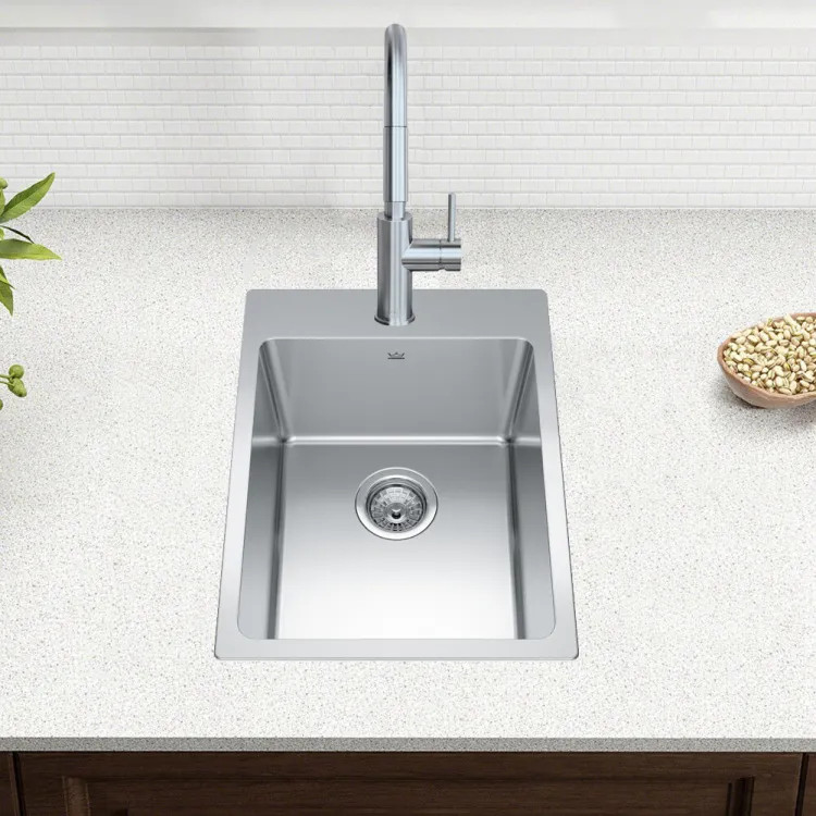 Franke Brookmore 16" x 21" Drop-In Single-Bowl Kitchen Sink, Single-Hole, Stainless Steel - BSL2116-9-1N (101.0636.973)