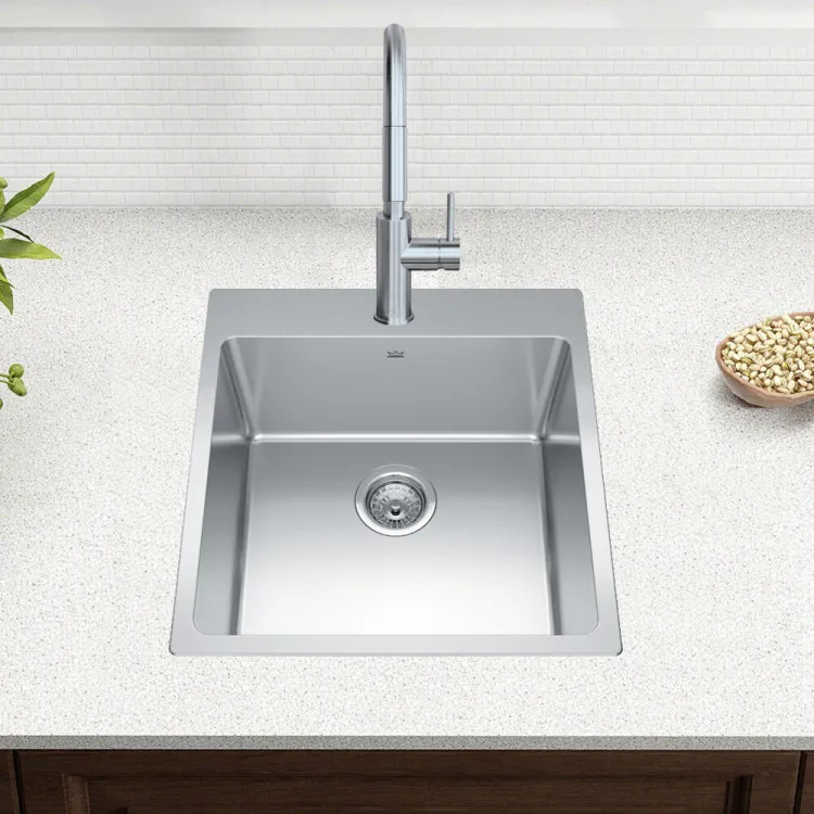 Franke Brookmore 20" x 21" Drop-In Single-Bowl Kitchen Sink, Single-Hole, Stainless Steel - BSL2120-9-1N (101.0636.977)