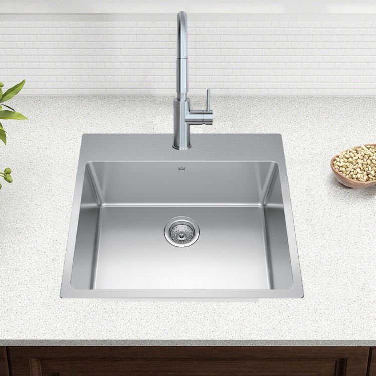 Franke Brookmore 25" x 22" Drop-In Single-Bowl Kitchen Sink, Single-Hole, Stainless Steel - BSL2225-9-1N (101.0637.025)