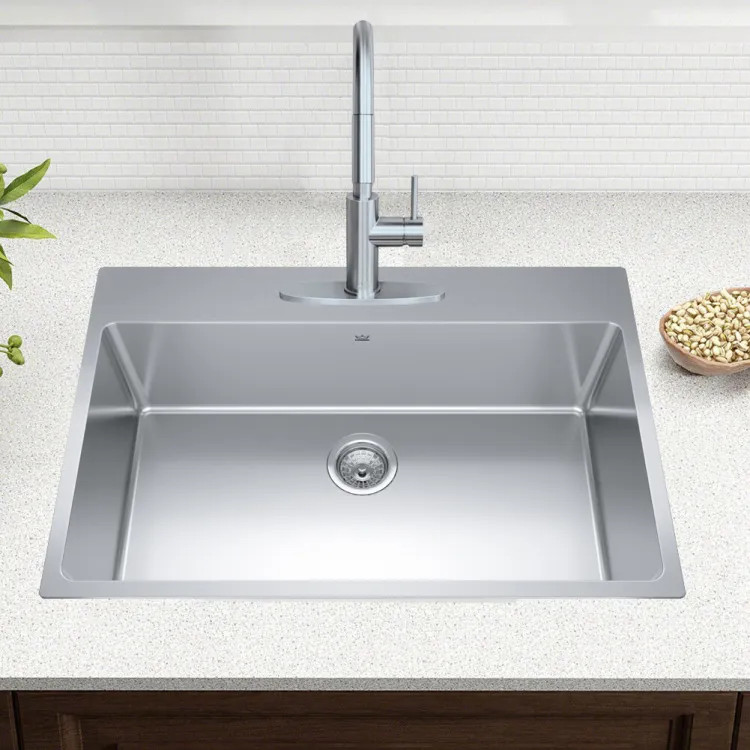 Franke Brookmore 31" x 21" Drop-In Single-Bowl Kitchen Sink, Single-Hole, Stainless Steel - BSL2131-9-1N (101.0636.989)