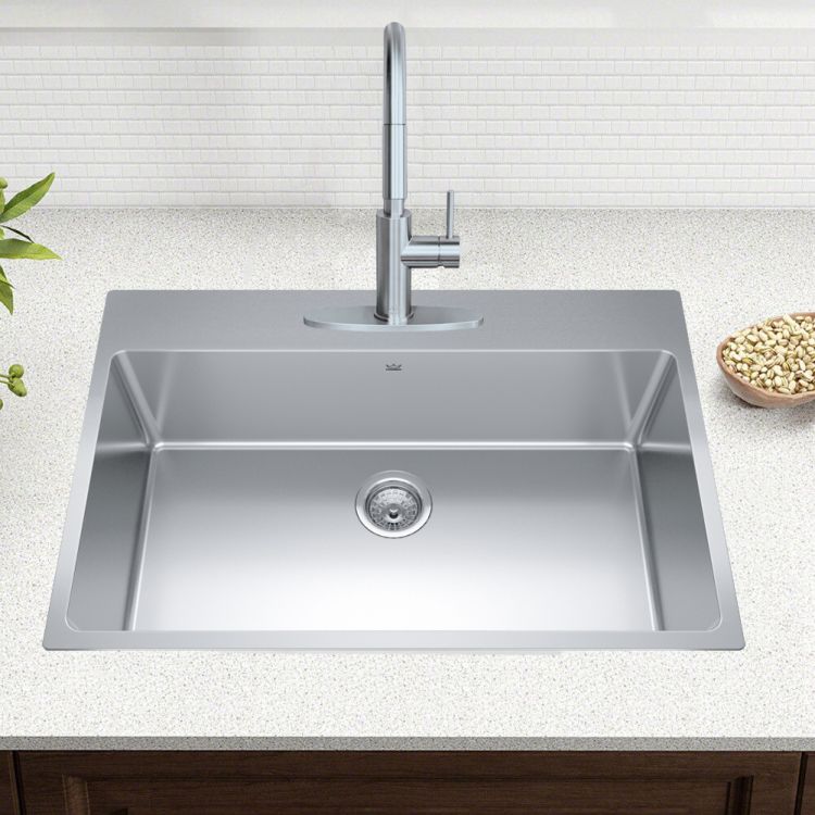 Franke Brookmore 33" x 22" Drop-In Single-Bowl Kitchen Sink, Single-Hole, Stainless Steel - BSL2233-9-1N (101.0637.028)
