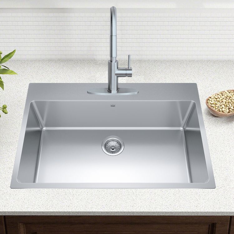 Franke Brookmore 33" x 22" Drop-In Single-Bowl Kitchen Sink, Three-Hole, Stainless Steel - BSL2233-9-3N (101.0637.030)