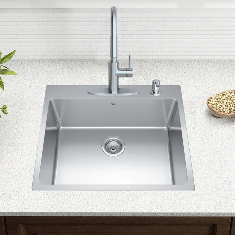 Franke Brookmore 25" x 20-7/8 Drop-In Single-Bowl Kitchen Sink, Stainless Steel - BSL2125-9-4N (101.0636.987)
