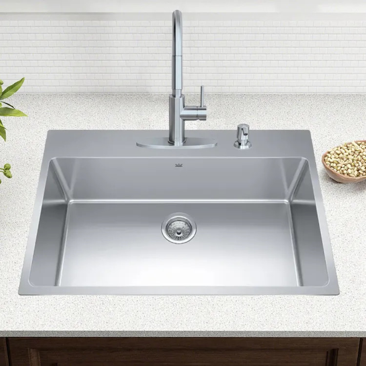Franke Brookmore 31" x 21" Drop-In Single-Bowl Kitchen Sink, Four-Hole, Stainless Steel - BSL2131-9-4N (101.0636.993)