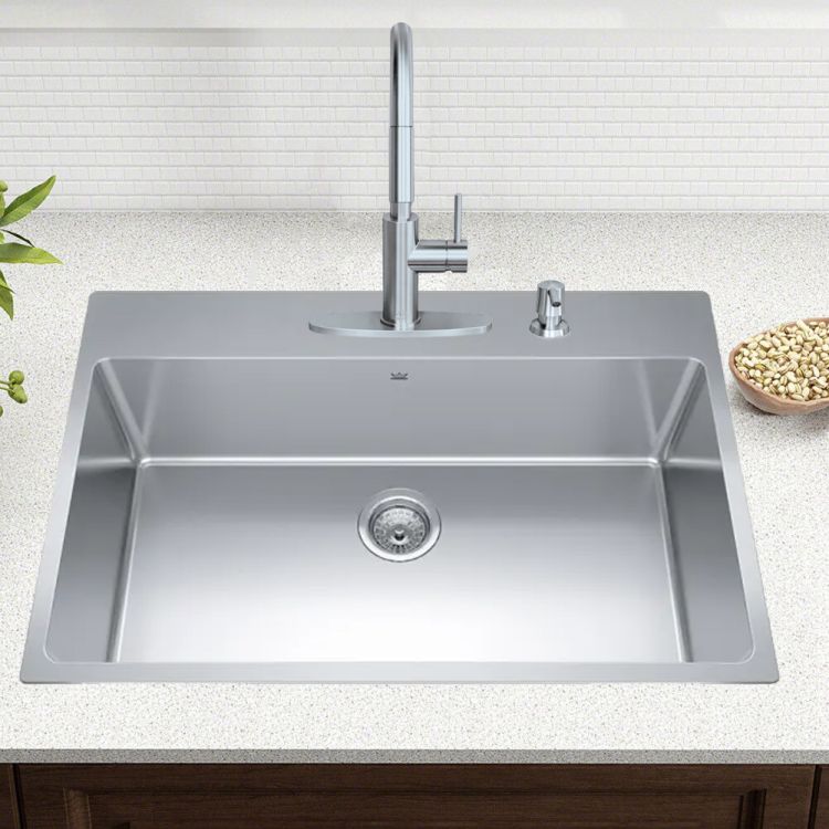 Franke Brookmore 33" x 22" Drop-In Single-Bowl Kitchen Sink, Four-Hole, Stainless Steel - BSL2233-9-4N (101.0637.033)