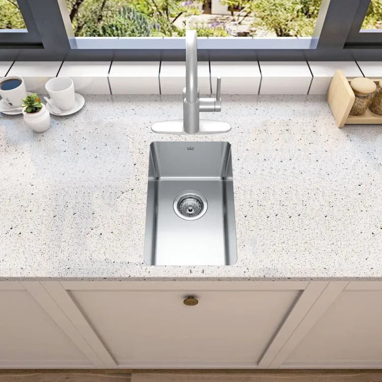 Franke Brookmore 11-1/2" x 18" Undermount Single-Bowl Bar/Preparation Sink, Stainless Steel, Pearl - BSU1812-8N (122.0637.636)