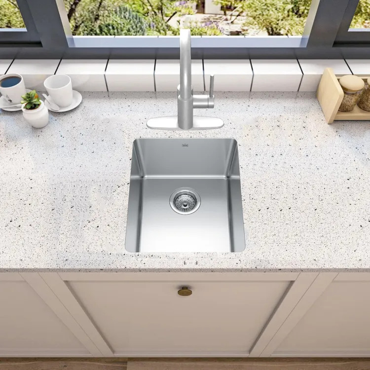 Franke Brookmore 15-1/2" x 18" Undermount Single-Bowl Bar/Preparation Sink, Stainless Steel- BSU1816-9N (122.0637.638)