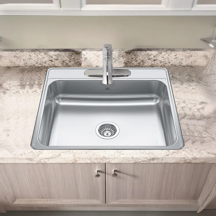 Franke Creemore 25" x 22" Drop-In Single-Bowl Kitchen Sink, Stainless Steel, Silk - CSLA2522-8-1CBN (101.0632.985)
