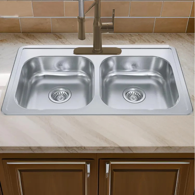 Franke Creemore 33" x 22" Drop-In Double-Bowl Kitchen Sink, Stainless Steel, Silk - CDLA3322-7-3N (101.0632.983)