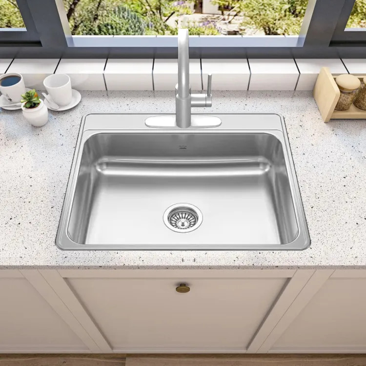 Franke Creemore 25" x 22" Drop-In Single-Bowl Kitchen Sink, Stainless Steel, Silk - CSLA2522-7-1N (101.0632.983)