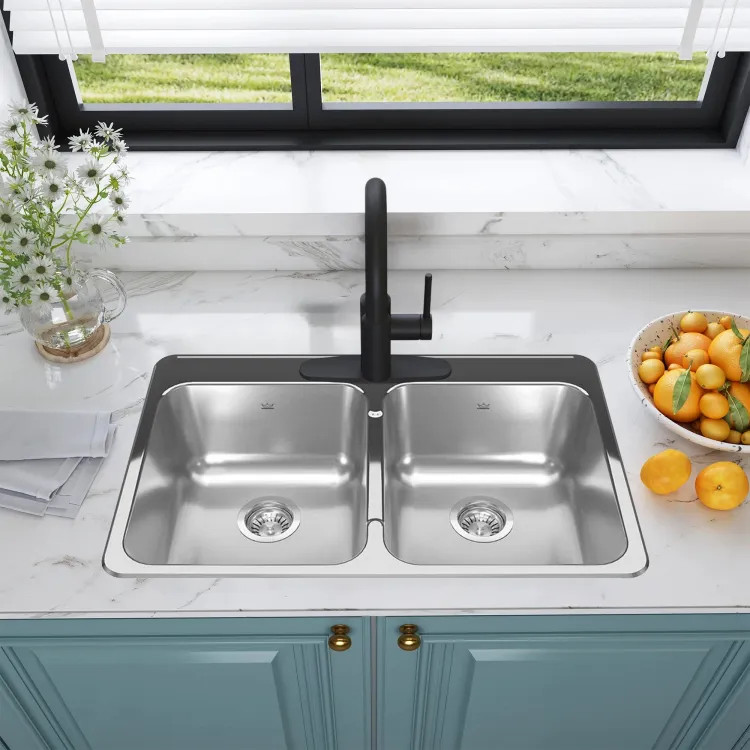 Franke Reginox 31" x 20" Drop-In Double-Bowl Kitchen Sink, Stainless Steel - RDL2031-1N
