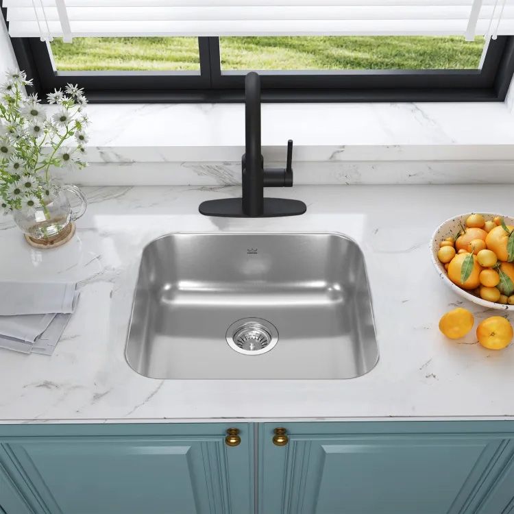 Franke Reginox 24-3/4" x 18" Single-Bowl Undermount Kitchen Sink, Stainless Steel - RSU1925-55N (122.0641.410)