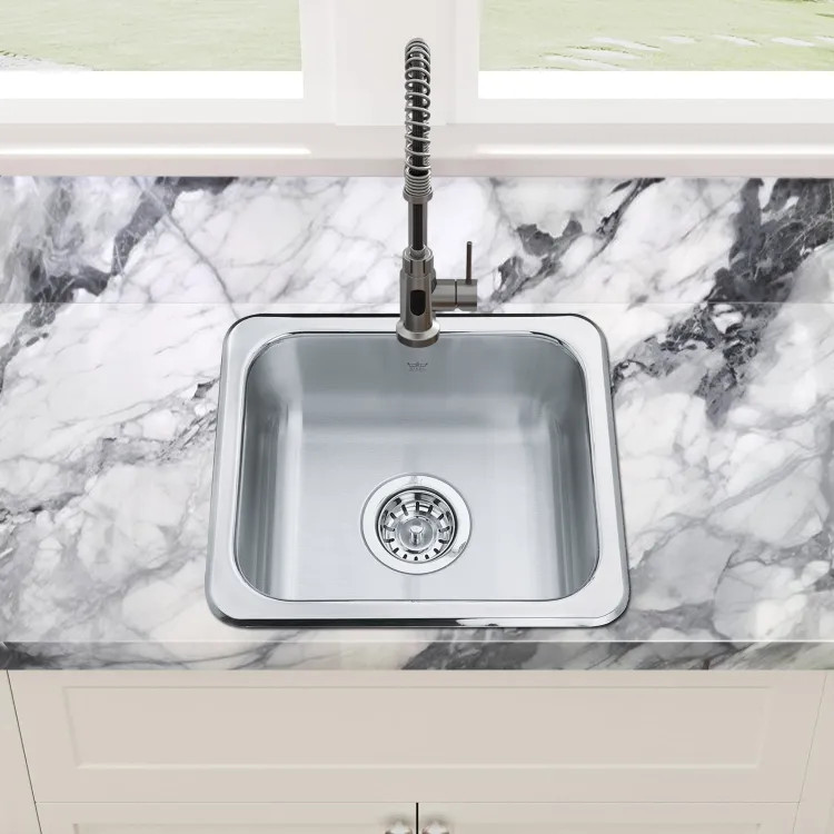 Franke Steel Queen 15" x 13" Drop-In Single-Bowl Bar Sink, Stainless Steel - QS1315-6N (113.0620.192) 