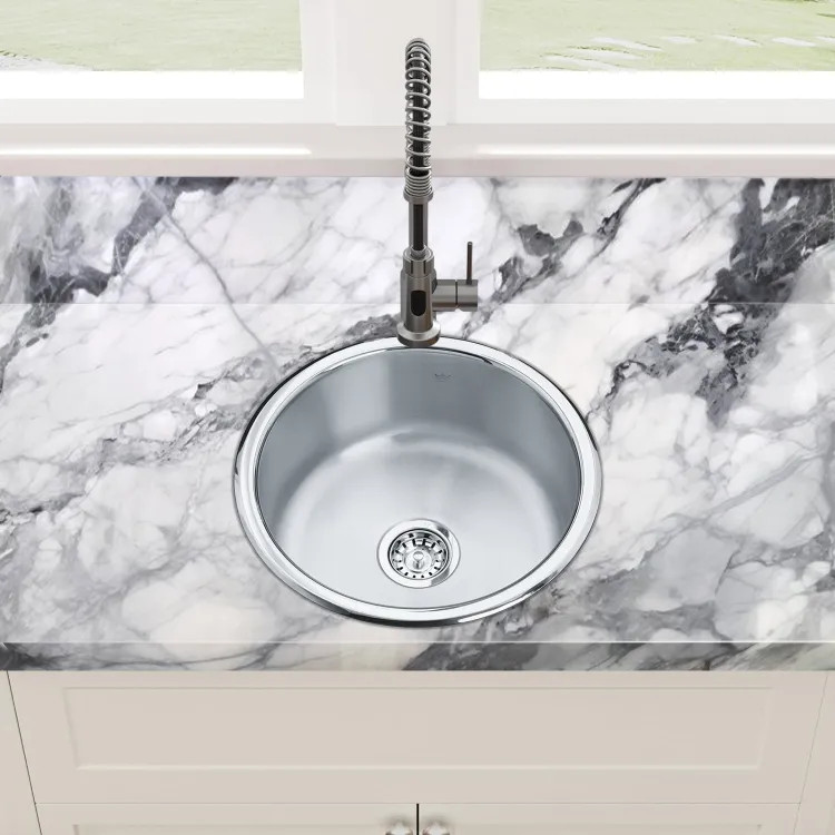 Franke Steel Queen 18" Drop-In Single-Bowl Bar Sink, Round, Stainless Steel - QSR18-8N (113.0620.198)