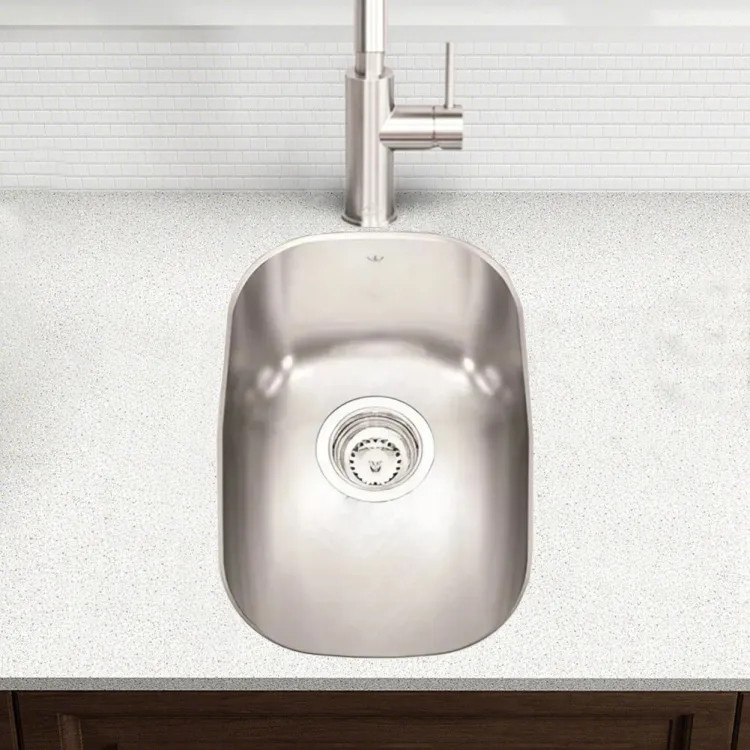 Franke Steel Queen 12-3/4" x 18-1/8" Undermount Single-Bowl Bar Sink, Stainless Steel, Silk - QSU1813-7N (122.0620.093)