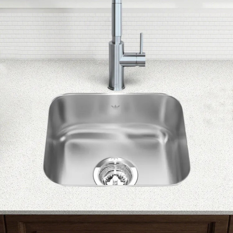 Franke Steel Queen 14-3/4" x 12-3/4" Undermoount Single-Bowl Bar Sink, Stainless Steel - QSU1315-6N