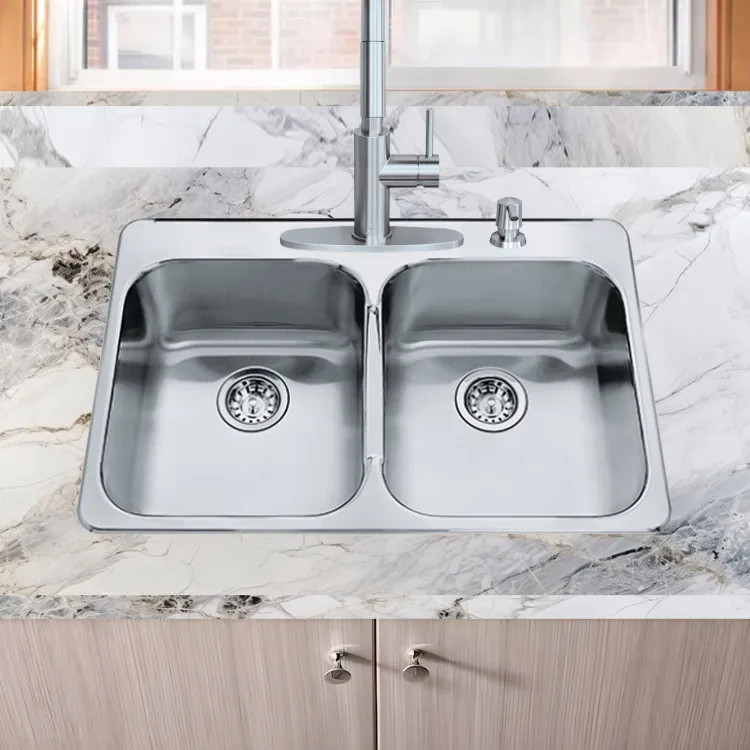 Franke Steel Queen 31-1/4" x 20-1/2"Double-Bowl Kitchen Sink, Stainless Steel - QDL2031-8-4N (101.0620.186)