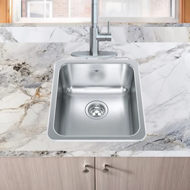 Franke Steel Queen 16" x 18" Single-Bowl Kitchen Sink, Stainless Steel - QSA1816-8N (101.0620.246)