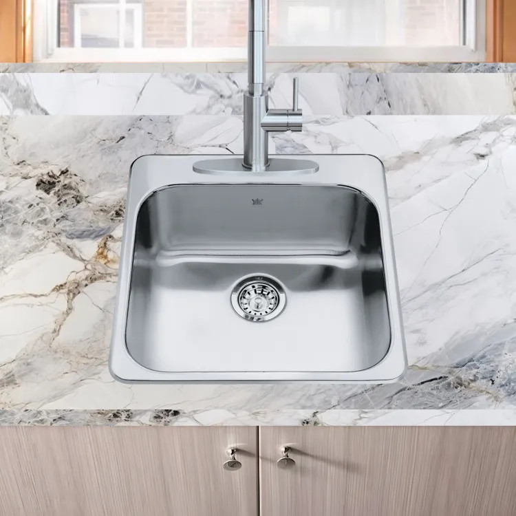 Franke Steel Queen 20" x 20-1/2" Single-Bowl Kitchen Sink, Stainless Steel - QSL2020-8-1N (101.0651.317)
