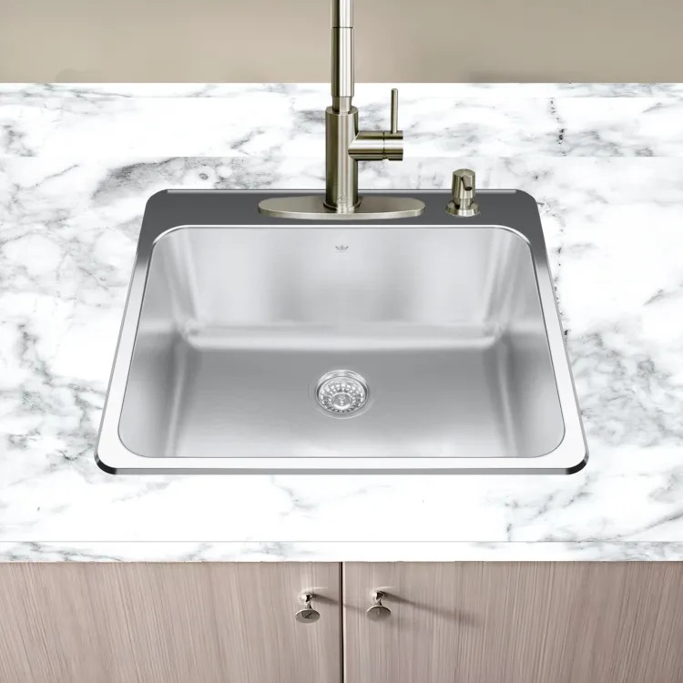 Franke Steel Queen 25" x 22" Single-Bowl Kitchen Sink, Drop-In, 4 Hole, Stainless Steel - QSLA2225-10-4N (101.0689.153)
