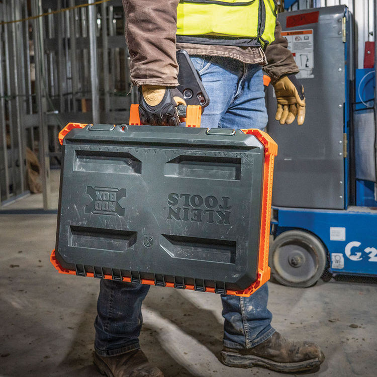 Klein MODbox Small Sized Orange Toolbox, with Metal-Reinforced Handle and 75lb Capacity - 54804MB