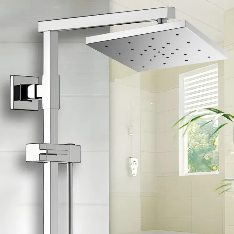 Brizo Essential 14" Raincan Shower Head, Square, Single-Function, H2Okinetic, Touch-Clean, 2.5 GPM, Polished Chrome - 81986-PC-2.5