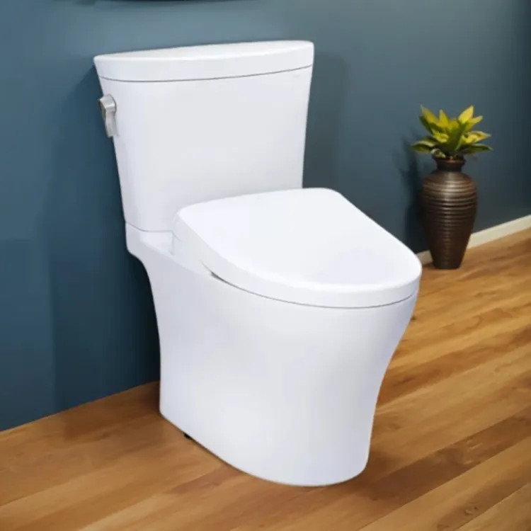 TOTO Aquia IV Arc Two-Piece Toilet w/ WASHLET+ (S7A), Auto-Flush, Elongated, Universal Height, 1.28/0.9 GPF, Cotton White - MW4484736CEMFGNA#01