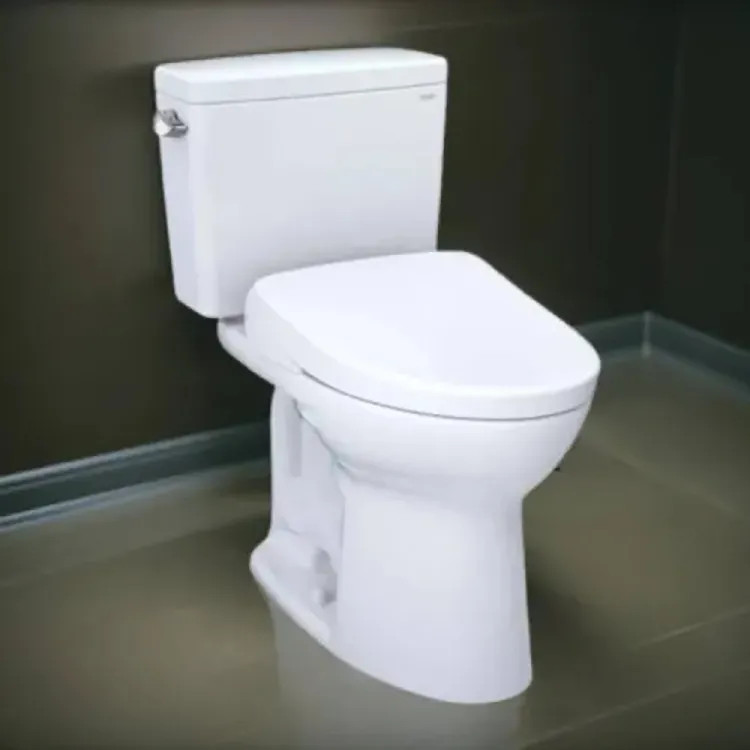 TOTO Drake Two-Piece Toilet w/ WASHLET+ (S7A), Elongated, Regular Height, 1.28 GPF, Cotton White - MW7764736CEG#01