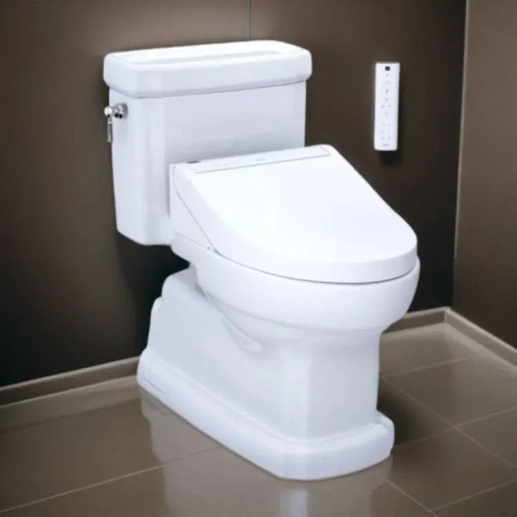 TOTO Guinevere WASHLET+ One-Piece Toilet with C5 Bidet Seat, 1.28 GPF, Cotton White - MW9743084CEFG#01