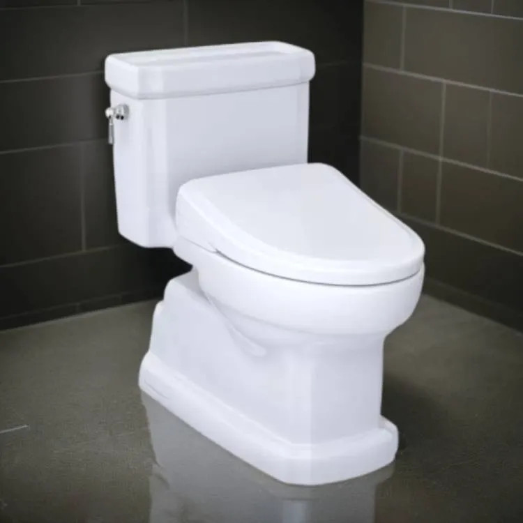 TOTO Guinevere WASHLET+ One-Piece Toilet with S7A Bidet Seat, Auto-Open/Close, 1.28 GPF, Cotton White - MW9744734CEFG#01