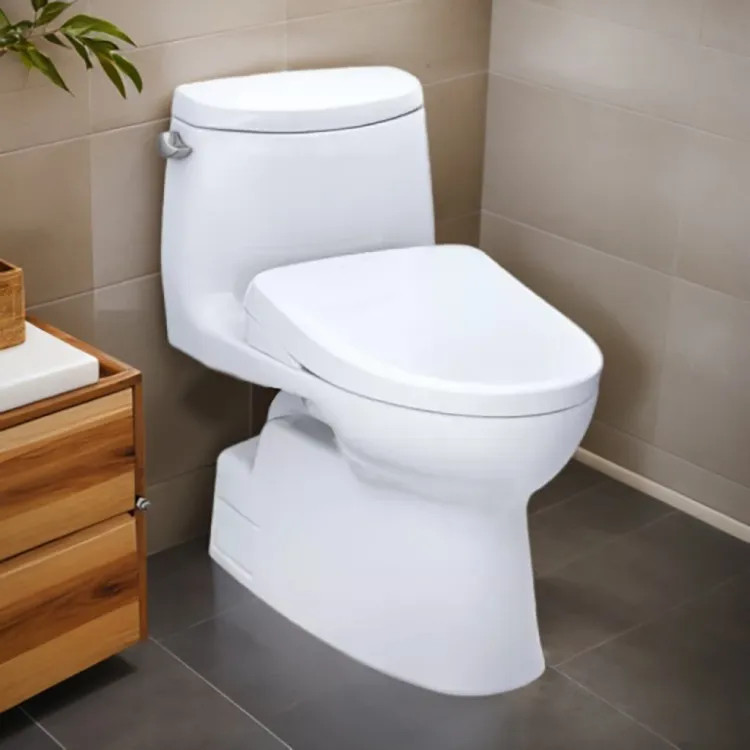 TOTO Carlyle II One-Piece Toilet w/ WASHLET+ (S7), Auto-Flush, Elongated, Universal Height, 1.28 GPF, Cotton White - MW6144726CEFGA#01