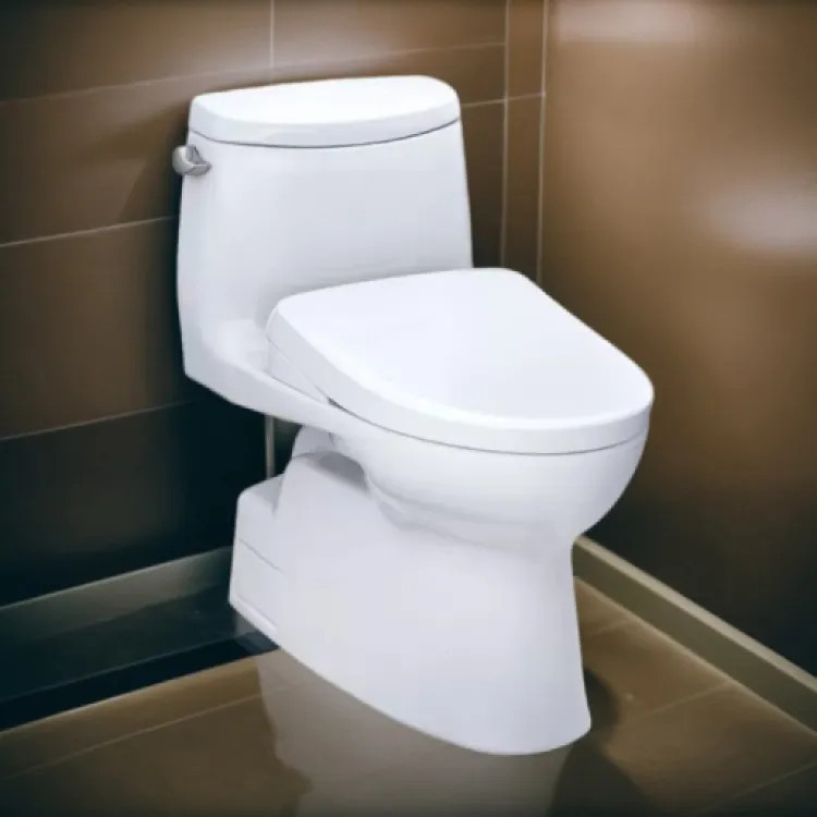 TOTO Carlyle II One-Piece Toilet with WASHLET+ (S7A), Elongated, Universal Height, Auto Flush, 1.28 GPF, Cotton White - MW6144736CEFGA#01