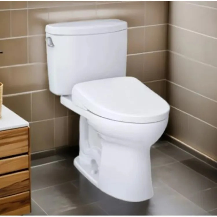 TOTO Drake II WASHLET+ Two-Piece Toilet with S7 Bidet Seat, 1.28 GPF, Cotton White - MW4544726CEFG#01