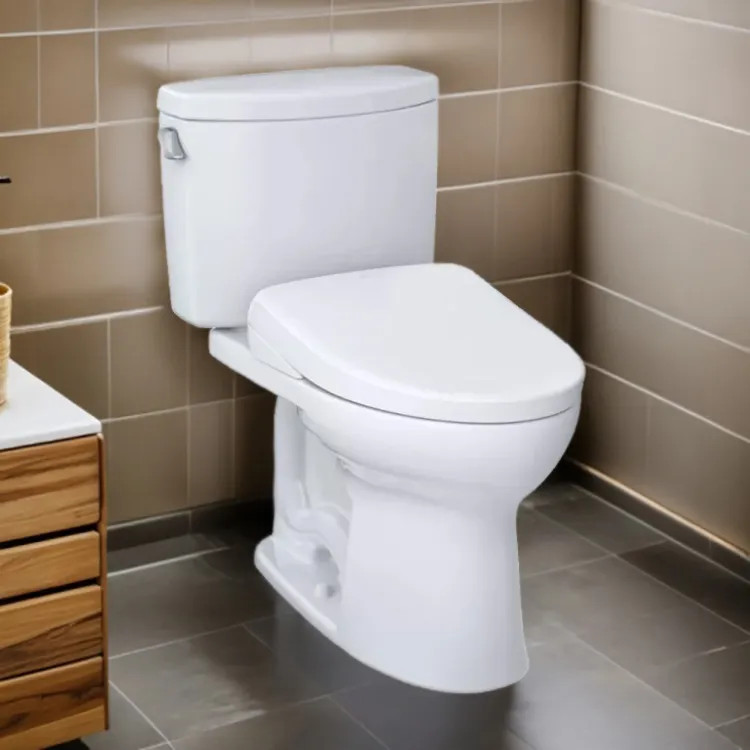 TOTO Drake II WASHLET+ Two-Piece Toilet with S7 Bidet Seat, 1.28 GPF, Auto-Flush, Cotton White - MW4544726CEFGA#01