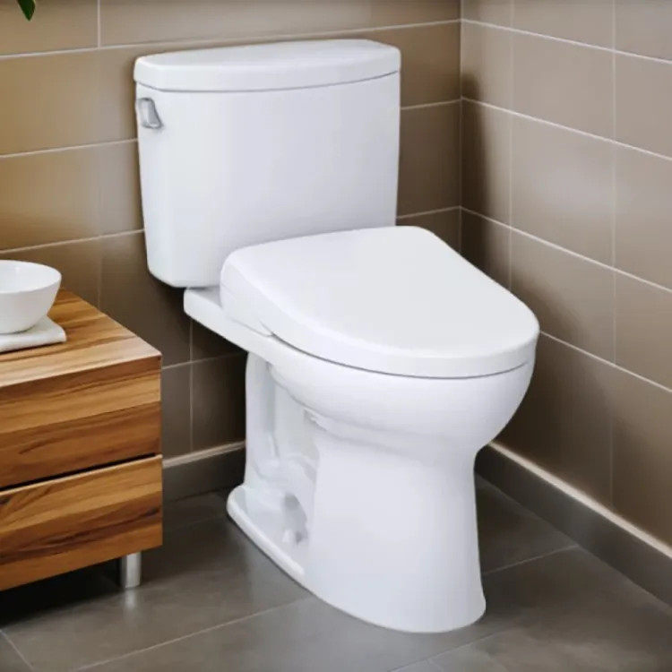 TOTO Drake II WASHLET+ Two-Piece Toilet with S7A Bidet Seat, Auto-Open/Close, 1.28 GPF, Cotton White - MW4544736CEFG#01