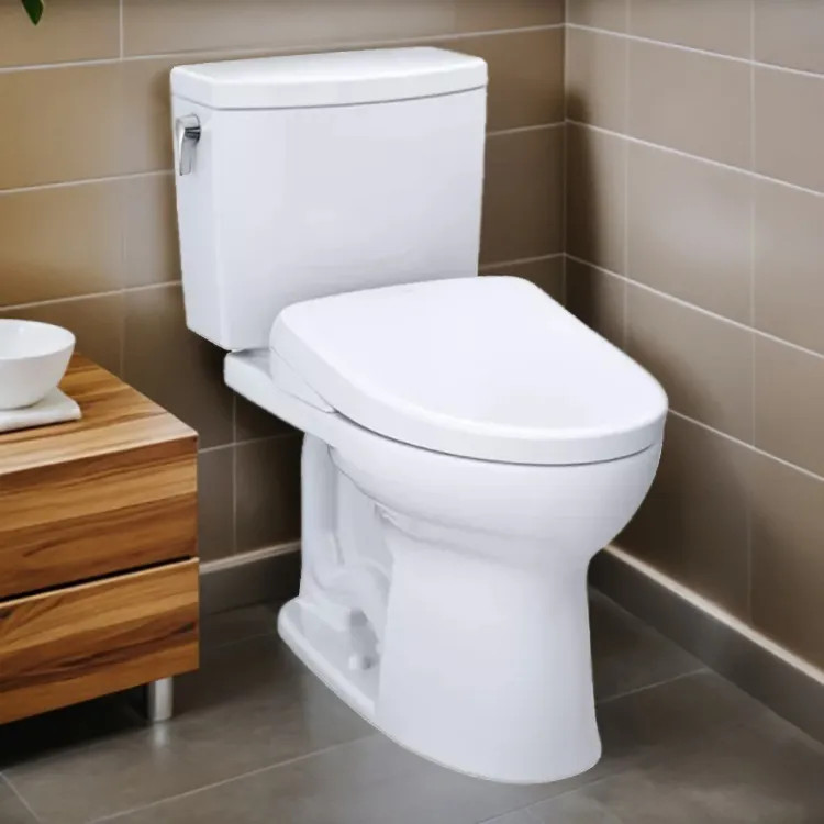 TOTO Drake II 1G WASHLET+ Two-Piece Toilet with S7A Bidet Seat, Auto-Open/Close, 1.0 GPF, Auto-Flush, Cotton White - MW4544736CUFGA#01