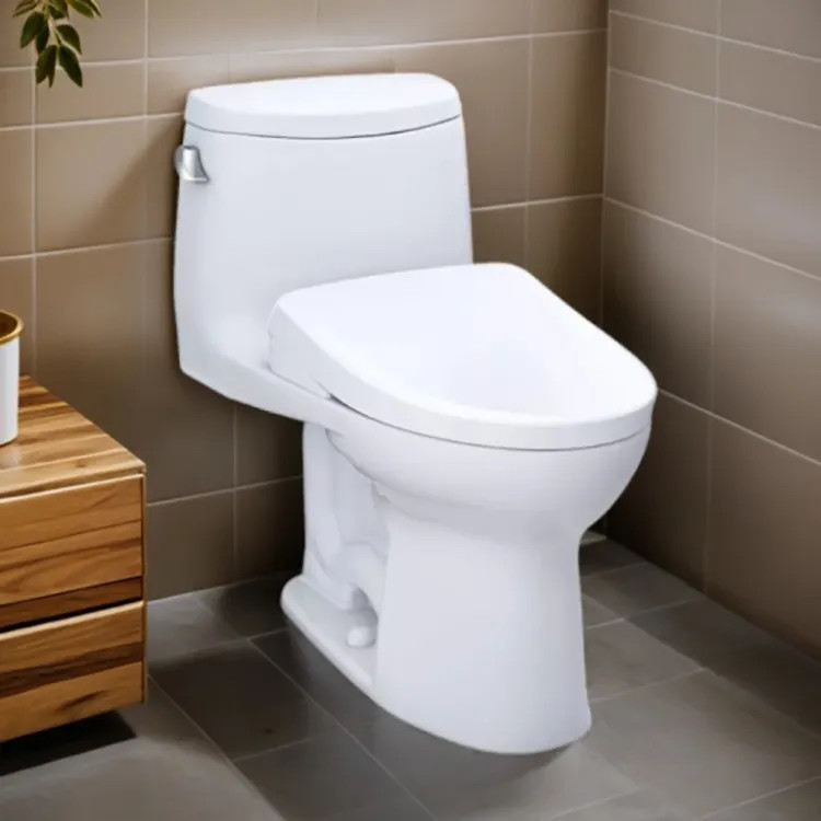 TOTO UltraMax II One-Piece Elongated 1.28 GPF Toilet with WASHLET+, Auto Flush, S7 Contemporary Bidet Seat, TORNADO FLUSH, CEFIONTECT, ADA, Cotton White - MW6044726CEFGA#01