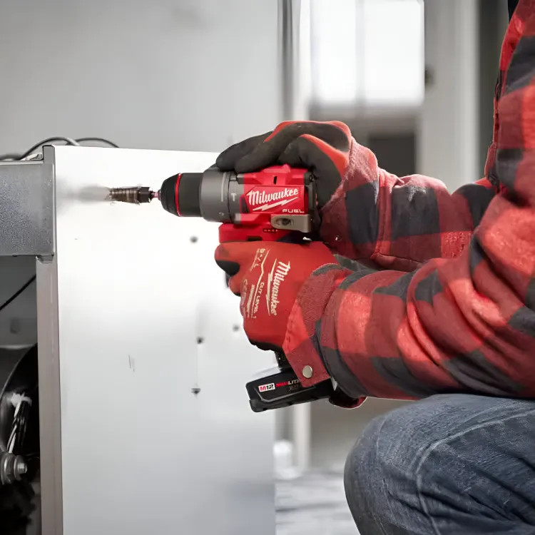 Milwaukee M12 FUEL 12V Brushless Cordless Hammer Drill Kit with 1/2in Chuck Size, 4.0 Ah and 2.0 Ah Battery, and Soft Case - 3404-22
